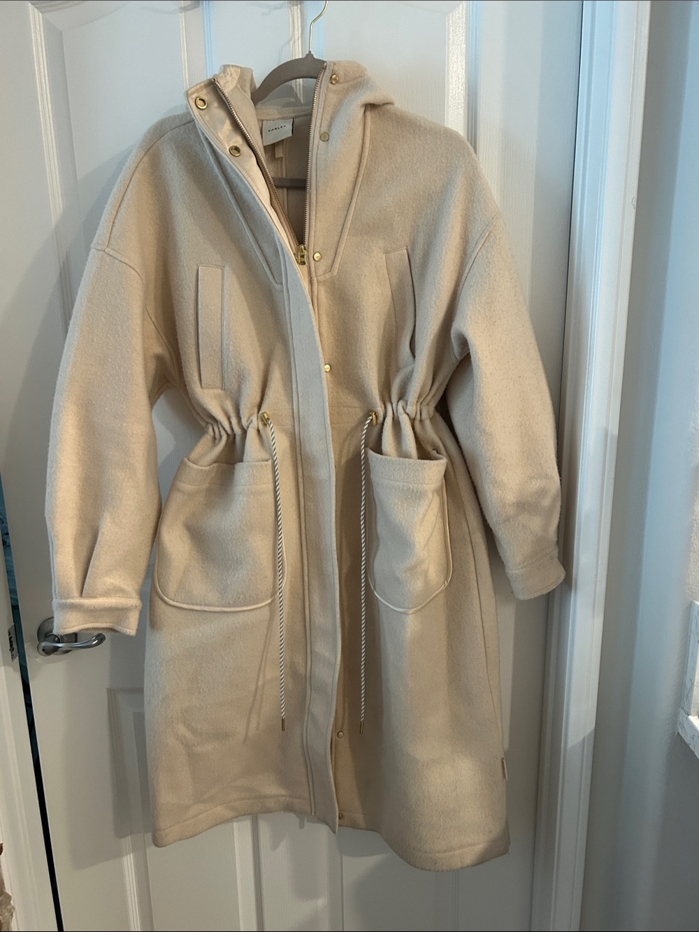 Varley Cream Durham Hooded Coat Jacket - S